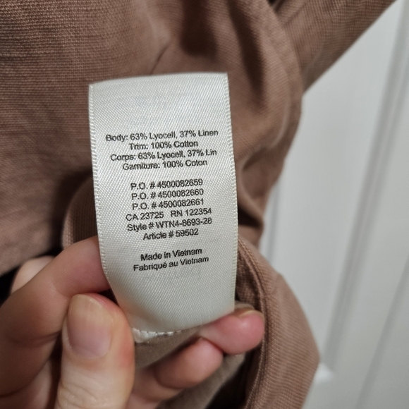 ARITZIA Wilfred Brax Nutmeg Linen Blend Jumpsuit Open Front Wrap Size 00 - Picture 8 of 11